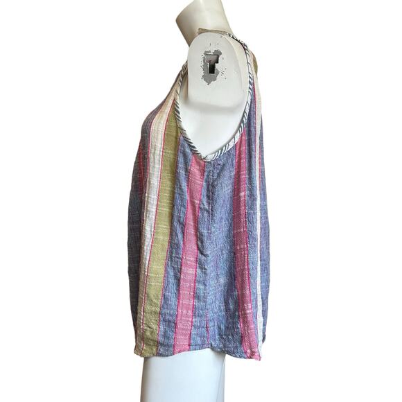 By Anthropologie Cotton Sleeveless Multicolored Textured Blouse sz L - Picture 4 of 10